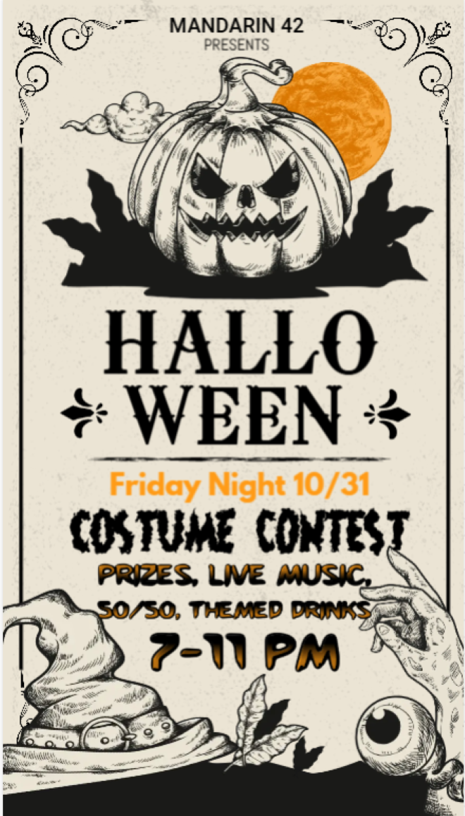 informational flyer about upcoming halloween party